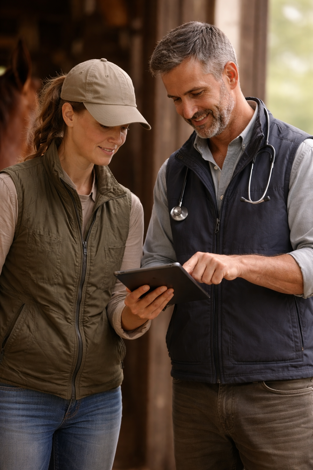 Reviewing images with veterinarian